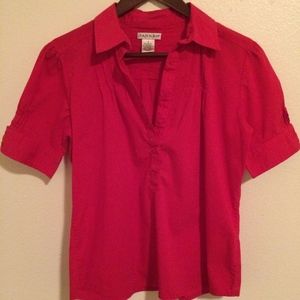 Red Babydoll collared short-sleeve shirt